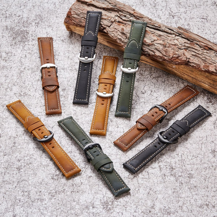 Smart Quick Release Watch Strap Crazy Horse Leather Retro Strap For Samsung Huawei,Size:, 20mm (Dark Brown Black Buckle), 20mm (Deep Brown Silver Buckle), 20mm (Light Brown Black Buckle), 20mm (Light Brown Silver Buckle), 20mm (Black And Black Buckle)...