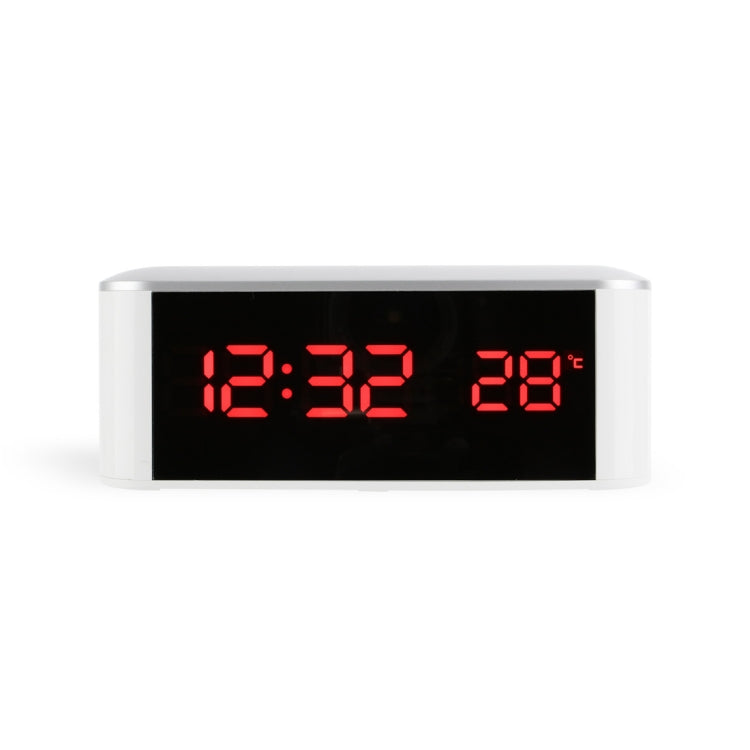 Home LED Mirror Multifunction Electronic Clock Mirror Clock Household Thermometer, Red Word, White Word, Blue Word Red Word