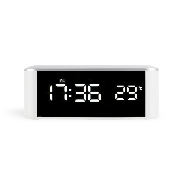 Home LED Mirror Multifunction Electronic Clock Mirror Clock Household Thermometer, Red Word, White Word, Blue Word White Word