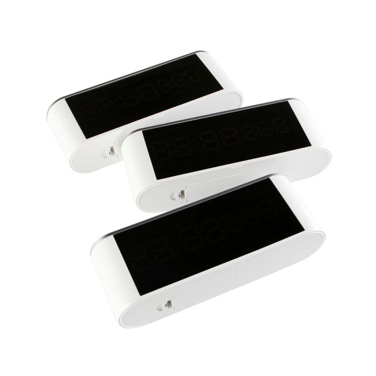 Home LED Mirror Multifunction Electronic Clock Mirror Clock Household Thermometer, Red Word, White Word, Blue Word