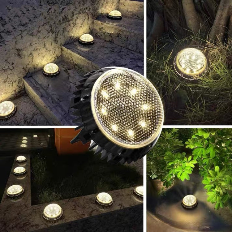 8 LEDs Solar Circular Underground Light Outdoor Waterproof Lawn Stair Light, Light Color:, White Light