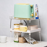 Kitchen Desktop Wardrobe Foldable Cabinet Storage Rack, White, Transparent