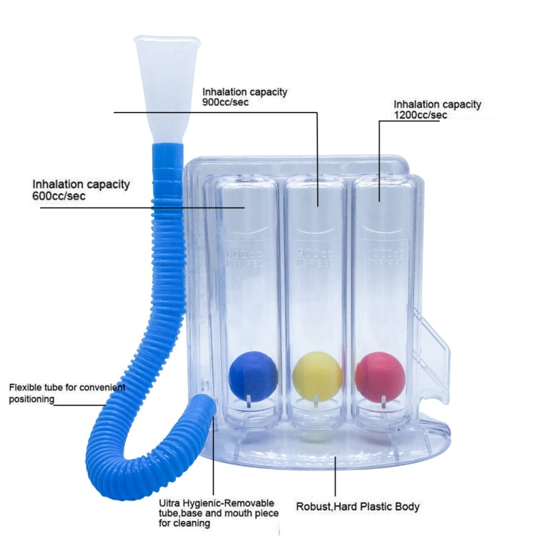 Respiratory Training Device Lung Capacity Training Pulmonary Function Exercise Rehabilitation Device, Three Ball, Single Ball 3000ml, Single Ball 5000ml