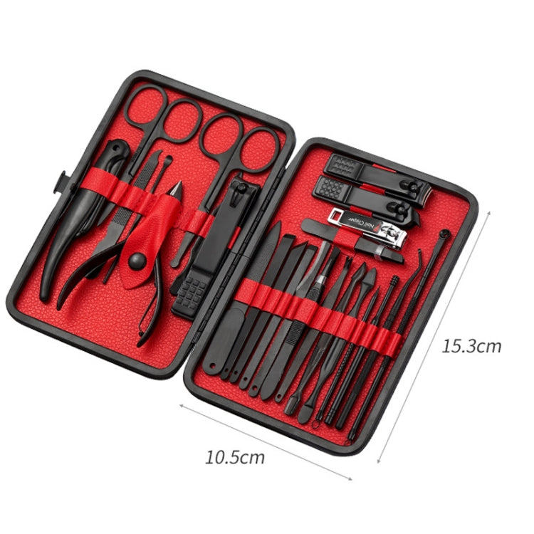25 PCS / Set Nail Clippers Home Pedicure And Nail Care Tools, Black Red