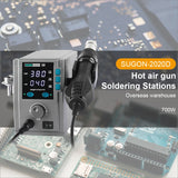 SUGON Hot Air Rework Station LED Display Temperature Adjustable Soldering Station With 5 Nozzles, EU Plug, 2020D