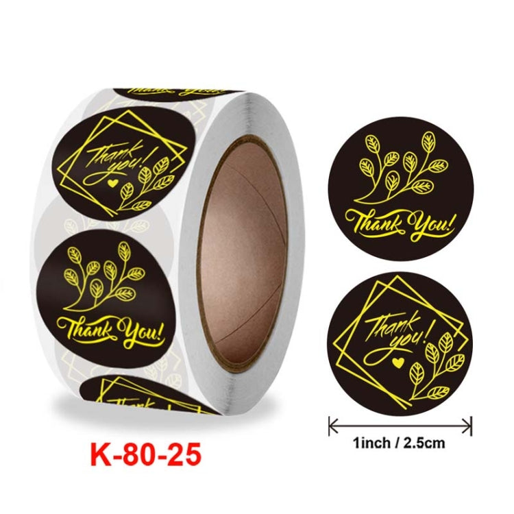 Thank You Hot Stamping Sticker Floral Wedding Gift Decoration Label, K-80-25mm, K-81-25mm