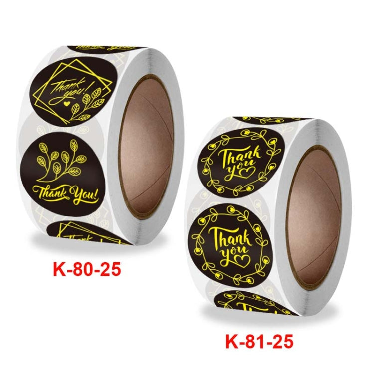 Thank You Hot Stamping Sticker Floral Wedding Gift Decoration Label, K-80-25mm, K-81-25mm