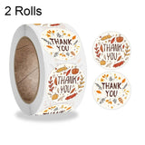 2 Rolls K-54 Thank You Floral Gift Decoration Sticker Label, Size: 2.5cm, 2.5cm, 3.8cm 2.5cm