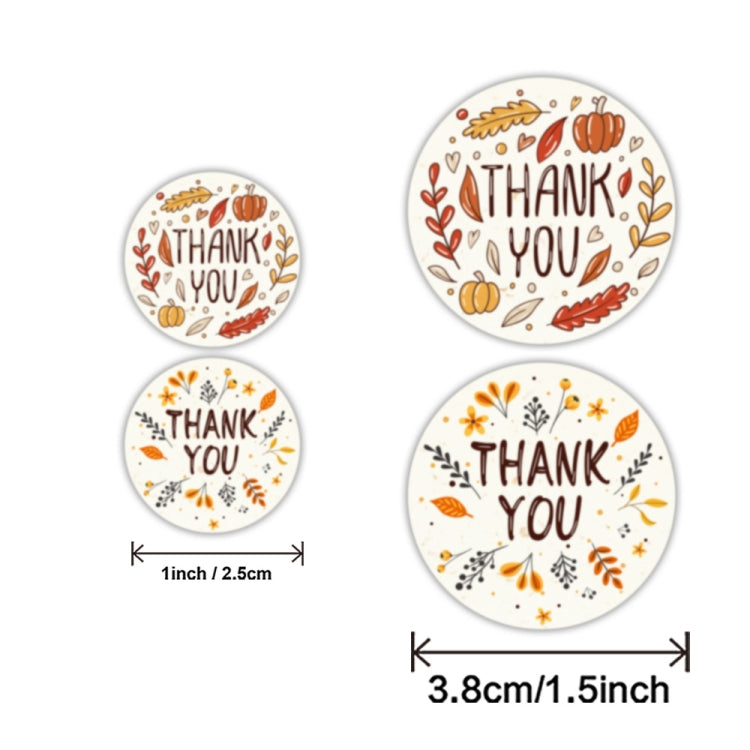 2 Rolls K-54 Thank You Floral Gift Decoration Sticker Label, Size: 2.5cm, 2.5cm, 3.8cm