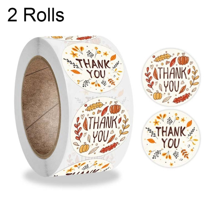 2 Rolls K-54 Thank You Floral Gift Decoration Sticker Label, Size: 2.5cm, 2.5cm, 3.8cm 3.8cm