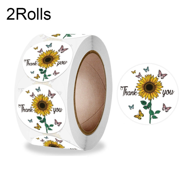 2 Rolls Animal Decoration Envelope Sealing Sticker Thank You Label, 2.5cm 2.5cm K-117