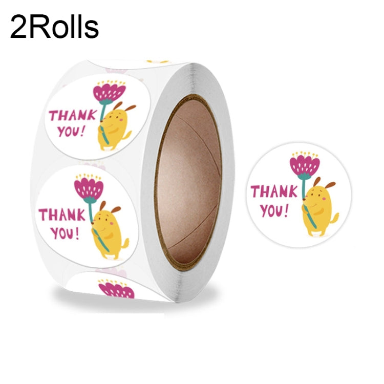 2 Rolls Animal Decoration Envelope Sealing Sticker Thank You Label, 2.5cm 2.5cm K-118