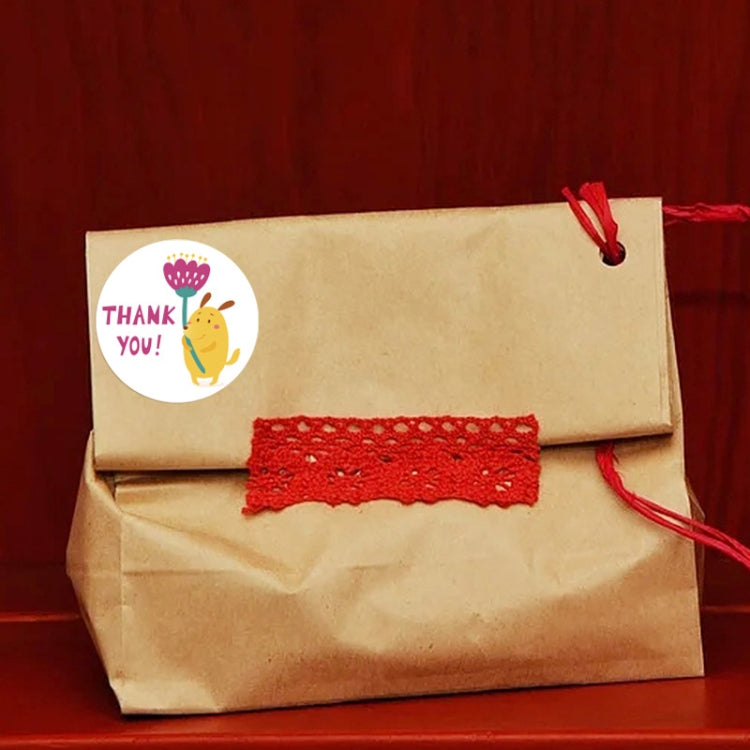 2 Rolls Animal Decoration Envelope Sealing Sticker Thank You Label, 2.5cm