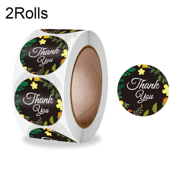 2 Rolls Sealing Sticker With Flower Crafts Decoration Label, 2.5cm/1inch 2.5cm 1inch A-334