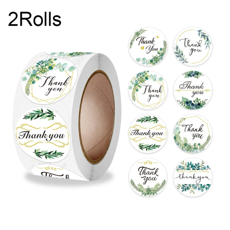 2 Rolls Thank You Floral Sticker Wedding Gift Decoration Label, 2.5cm / 1inch 2.5cm 1inch A-297