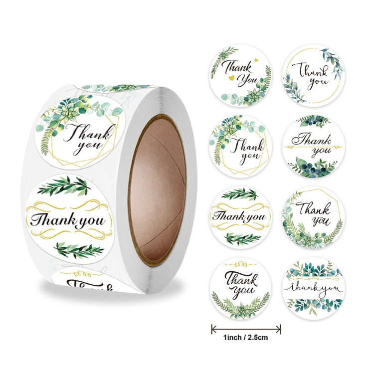 2 Rolls Thank You Floral Sticker Wedding Gift Decoration Label, 2.5cm / 1inch