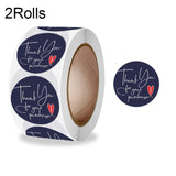 2 Rolls Thank You Floral Sticker Wedding Gift Decoration Label, 2.5cm / 1inch 2.5cm 1inch A-298