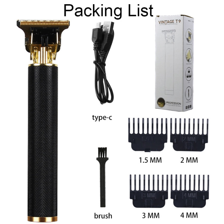 Hollow T-Shaped Steel Head Hair Trimmer USB Charging Carving Electric Hair Clipper, Steel Head (Gradient), Steel Head (Black), Steel Head (Gold), Steel Head (Silver)