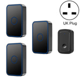 CACAZI A19 One Button Three Receivers Wireless Music Doorbell without Battery, 1 For 3 US, 1 For 3 EU, 1 For 3 UK