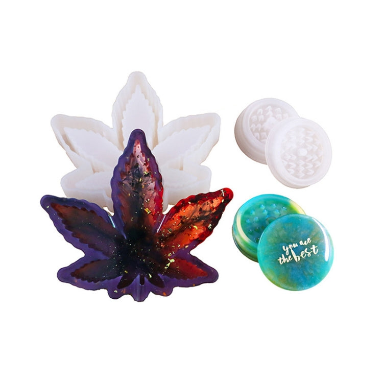 DIY Crystal Epoxy Mold Maple Leaf Ashtray Tooth Grinding Cigarette Grinding Combination Silicone Mold, Maple Leaf Shape