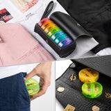 One Week Use Portable Plastic 14-Compartment Pill Box Leather Bag