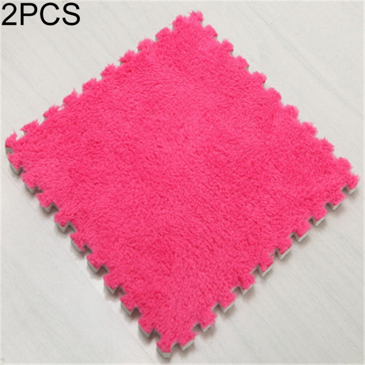 2 PCS Living Room Bedroom Children Kids Soft Carpet Magic Patchwork Jigsaw Splice Heads Climbing Baby Mat 30x30cm, Rose Red, Camel, Purple, Coffee, Blue, Pink, Green, White, Grey Rose Red