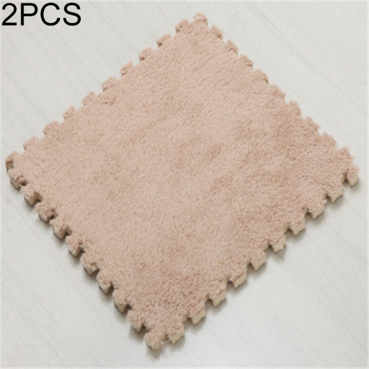 2 PCS Living Room Bedroom Children Kids Soft Carpet Magic Patchwork Jigsaw Splice Heads Climbing Baby Mat 30x30cm, Rose Red, Camel, Purple, Coffee, Blue, Pink, Green, White, Grey Camel