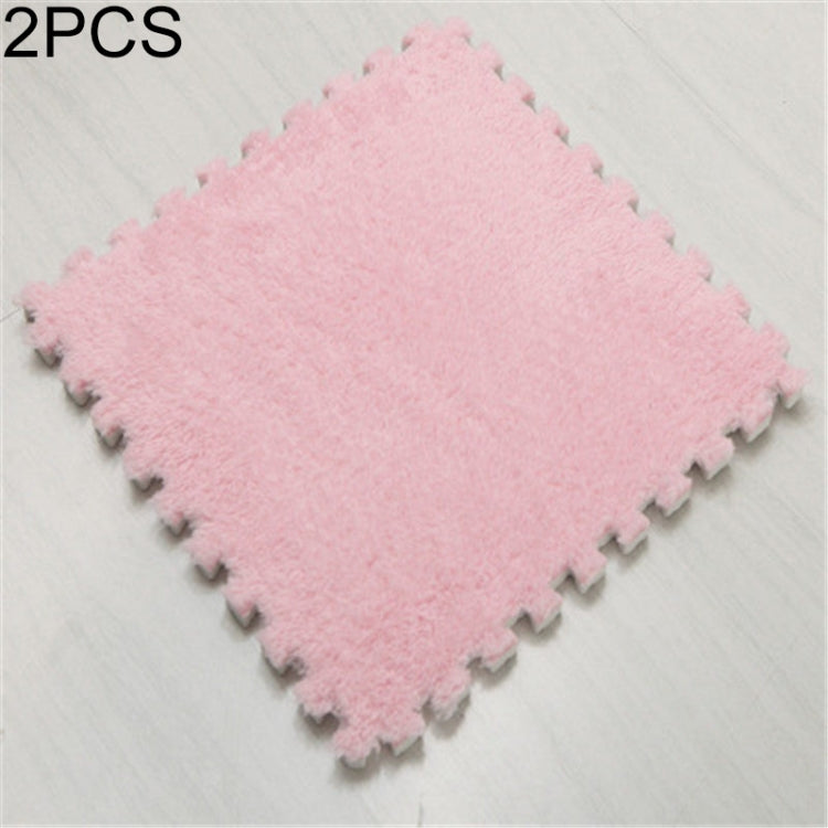 2 PCS Living Room Bedroom Children Kids Soft Carpet Magic Patchwork Jigsaw Splice Heads Climbing Baby Mat 30x30cm, Rose Red, Camel, Purple, Coffee, Blue, Pink, Green, White, Grey Pink