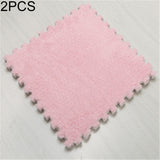 2 PCS Living Room Bedroom Children Kids Soft Carpet Magic Patchwork Jigsaw Splice Heads Climbing Baby Mat 30x30cm, Rose Red, Camel, Purple, Coffee, Blue, Pink, Green, White, Grey Pink