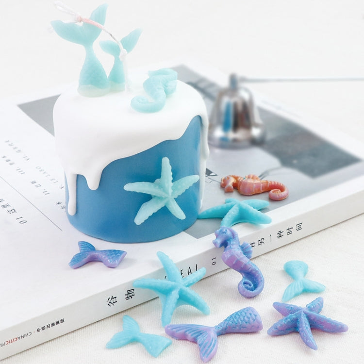 Ocean Series Big And Small Fishtail Starfish Seahorse DIY Baking Liquid Silicone Mold, Gray, Pink