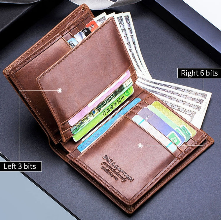 BUFF CAPTAIN 027 Men Short Anti-Theft Wallet Leather Multi-Card Thicken Wallet, Black, Brown, Luxurious Ash, Blue