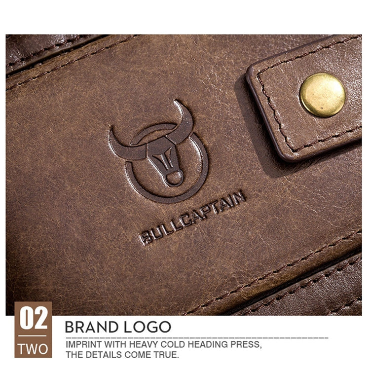 BUFF CAPTAIN 231 First Layer Cowhide Zipper Wallet Horizontal Leather Multiple-Card Thicken Album Wallet, Brown, Yellow Brown, Wise Black