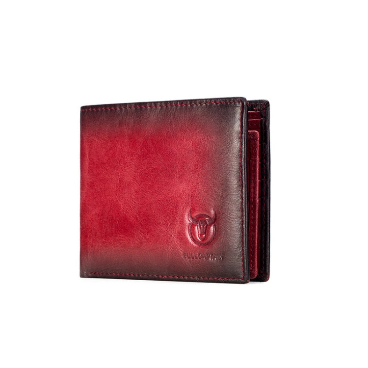 BUFF CAPTAIN 05 Men Leather Short Wallet Anti-Theft Brush Multi-Card Bit First-Layer Soft Cowhide Wallet, Red, Yellow Brown