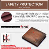 BUFF CAPTAIN 05 Men Leather Short Wallet Anti-Theft Brush Multi-Card Bit First-Layer Soft Cowhide Wallet, Red, Yellow Brown