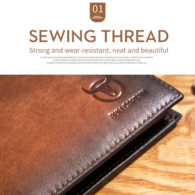 BUFF CAPTAIN 05 Men Leather Short Wallet Anti-Theft Brush Multi-Card Bit First-Layer Soft Cowhide Wallet, Red, Yellow Brown