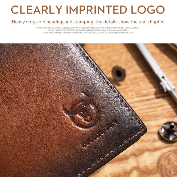 BUFF CAPTAIN 05 Men Leather Short Wallet Anti-Theft Brush Multi-Card Bit First-Layer Soft Cowhide Wallet, Red, Yellow Brown