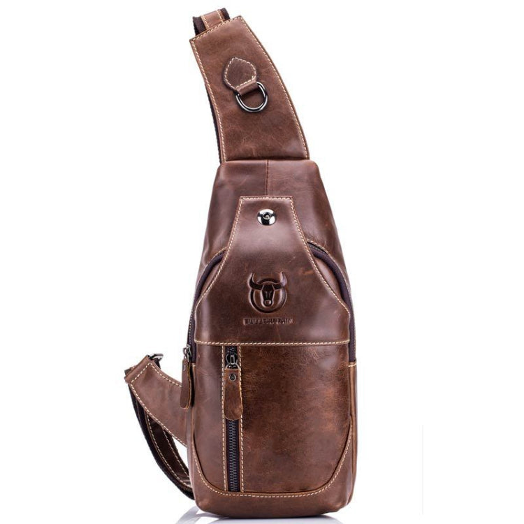 BULL CAPTAIN 019 Retro Men Leather Crossbody Shoulder Bag First-Layer Cowhide Chest Bag, Colour: Black + Buckle, Chestnut Brown, Yellow Brown, Gray Brown, Pure Black, Chestnut Brown + Buckle + Bracket, Black + Buckle + Bracket, Yellow + Buckle + Bracke...