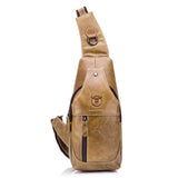 BULL CAPTAIN 019 Retro Men Leather Crossbody Shoulder Bag First-Layer Cowhide Chest Bag, Colour: Black + Buckle, Chestnut Brown, Yellow Brown, Gray Brown, Pure Black, Chestnut Brown + Buckle + Bracket, Black + Buckle + Bracket, Yellow + Buckle + Bracke...