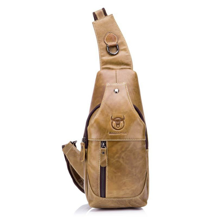 BULL CAPTAIN 019 Retro Men Leather Crossbody Shoulder Bag First-Layer Cowhide Chest Bag, Colour: Black + Buckle, Chestnut Brown, Yellow Brown, Gray Brown, Pure Black, Chestnut Brown + Buckle + Bracket, Black + Buckle + Bracket, Yellow + Buckle + Bracke...