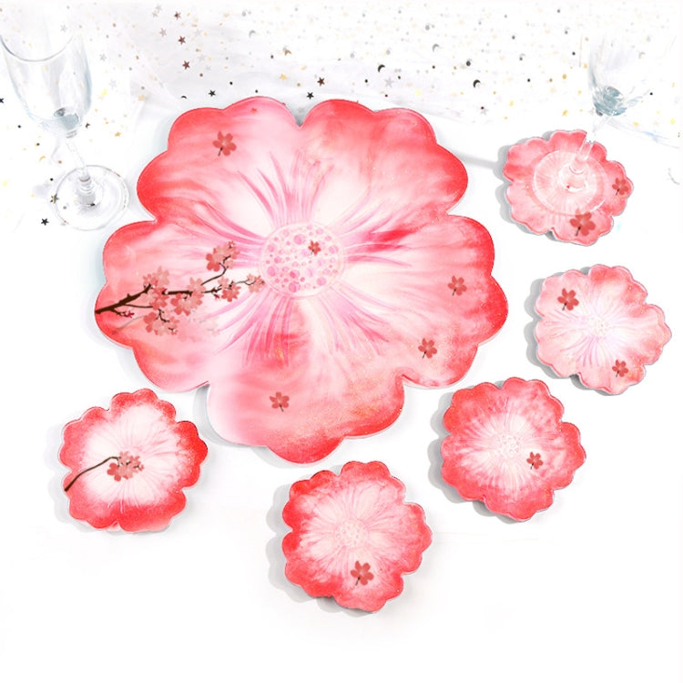 Silicone Flower Cup Pad Mold Set Crystal DIY Mirror Petal Fruit Plate Drop Mold, 1 Big + 5 Small Flowers Set, 1 Big + 3 Small Flowers Set, Big Flowers