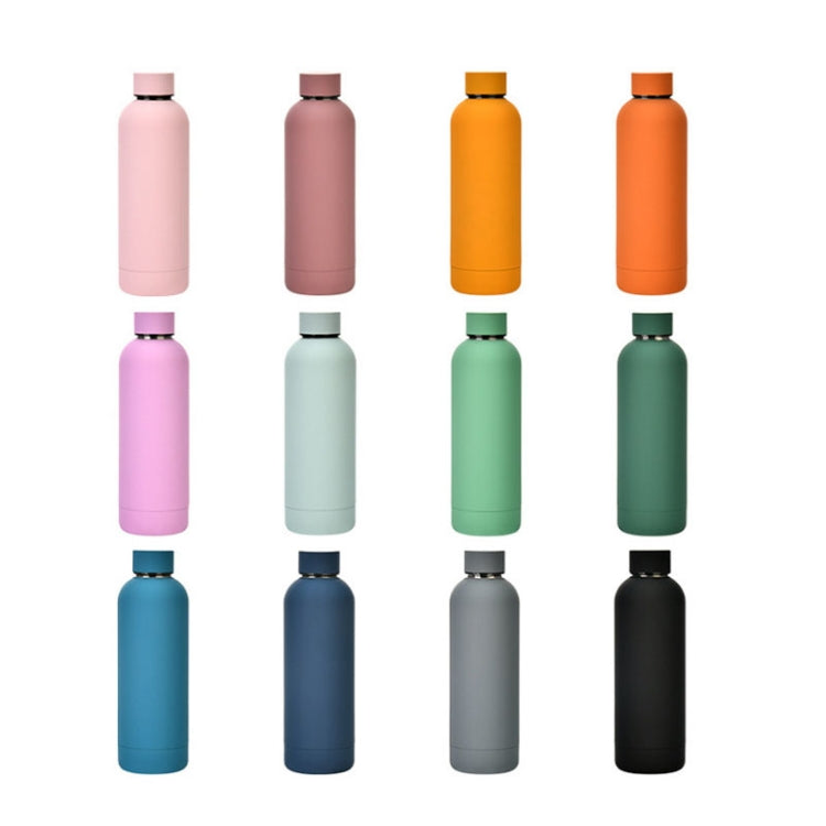 Stainless Steel Outdoor Matte Water Bottle Portable Sports Water Cup Rubber Paint Insulation Cup, Moss Green, Light Pink, Smoky Pink, Cinnabar Orange, Green White, Khaki, Ink Black, Lake Blue, Gray Green, Lilac Purple, Indigo, Gray