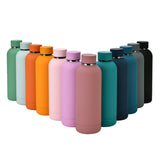 Stainless Steel Outdoor Matte Water Bottle Portable Sports Water Cup Rubber Paint Insulation Cup, Moss Green, Light Pink, Smoky Pink, Cinnabar Orange, Green White, Khaki, Ink Black, Lake Blue, Gray Green, Lilac Purple, Indigo, Gray