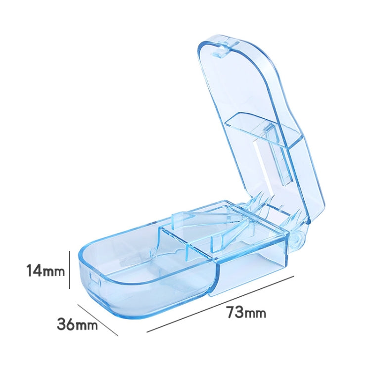 2pcs R8335 Transparent Medicine Cutter Food Grade Plastic Split Cartridge Pill Separator, Blue, Black, Transparent