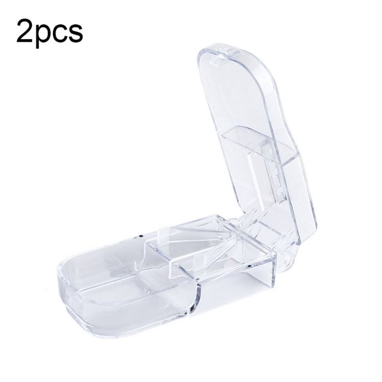 2pcs R8335 Transparent Medicine Cutter Food Grade Plastic Split Cartridge Pill Separator, Blue, Black, Transparent Transparent