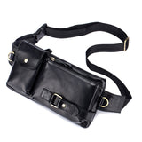 BULL CAPTAIN 020 Men Small Mobile Phone Waist Bag Crossbody Multi-Function Chest Bag, Black, Brown