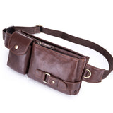 BULL CAPTAIN 020 Men Small Mobile Phone Waist Bag Crossbody Multi-Function Chest Bag, Black, Brown