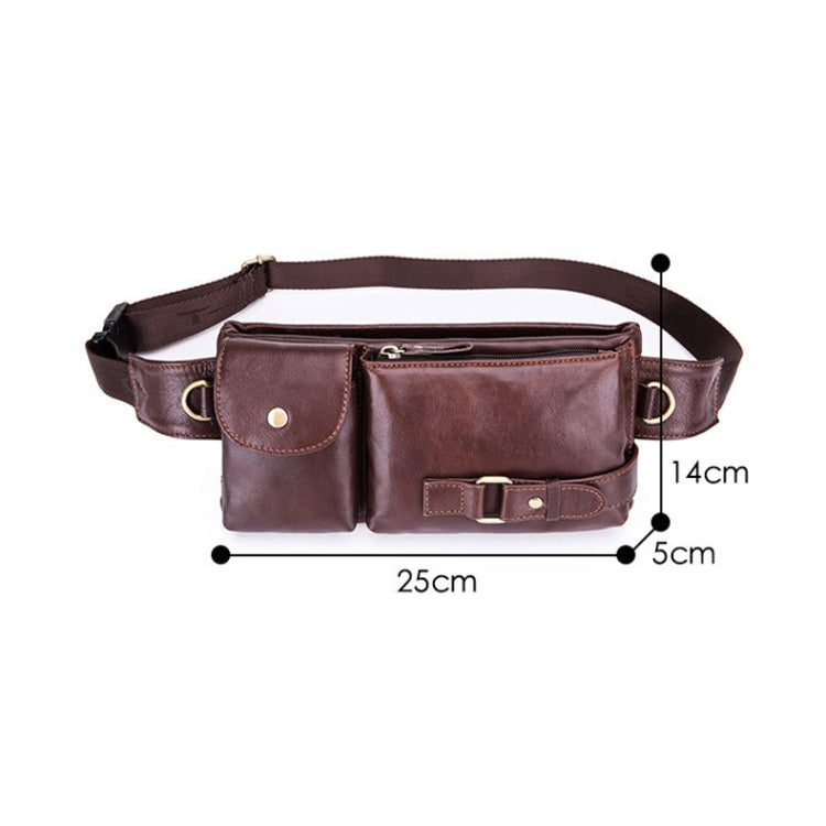 BULL CAPTAIN 020 Men Small Mobile Phone Waist Bag Crossbody Multi-Function Chest Bag, Black, Brown