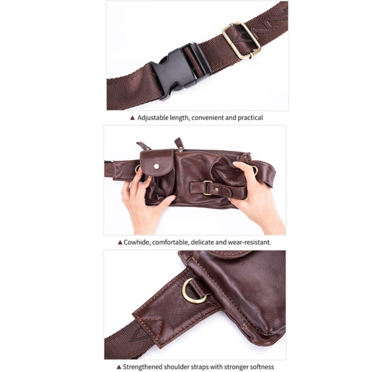 BULL CAPTAIN 020 Men Small Mobile Phone Waist Bag Crossbody Multi-Function Chest Bag, Black, Brown