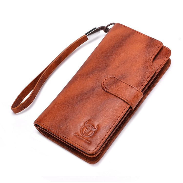 BULL CAPTAIN 028 Long Buckle Retro Cowhide Multi-Function Wallet (Black), Orange, Green, Blue, Red, Black, Brown