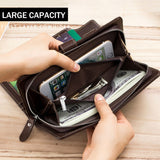 BULL CAPTAIN 028 Long Buckle Retro Cowhide Multi-Function Wallet (Black), Orange, Green, Blue, Red, Black, Brown